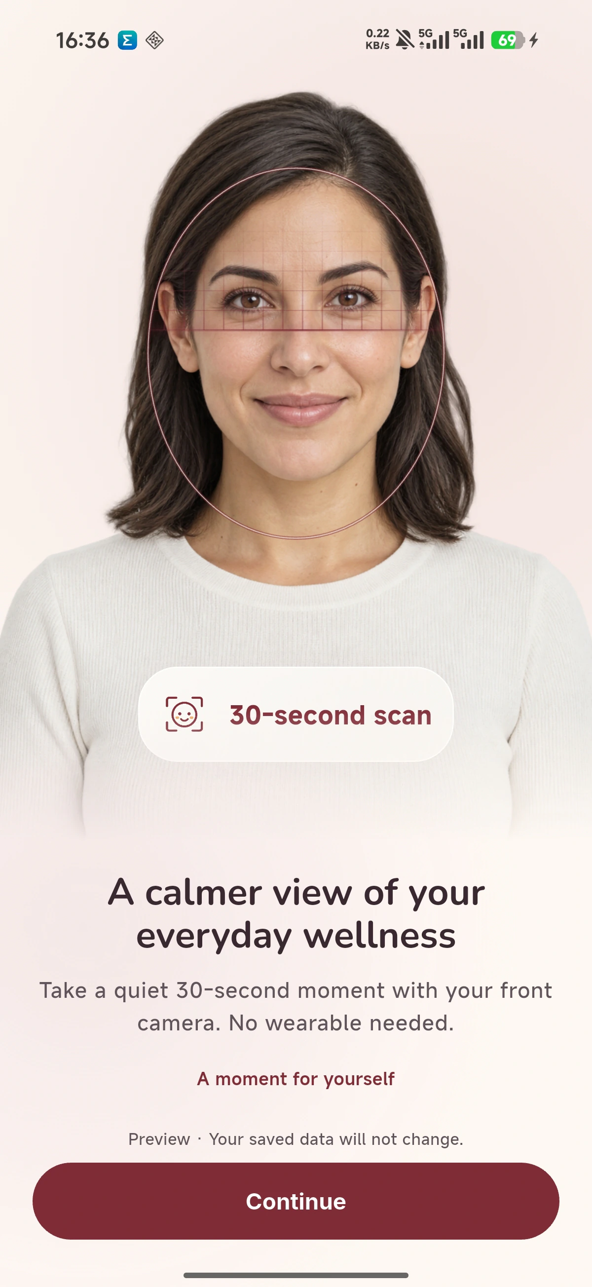 Vimetra guided 30-second face scan introduction